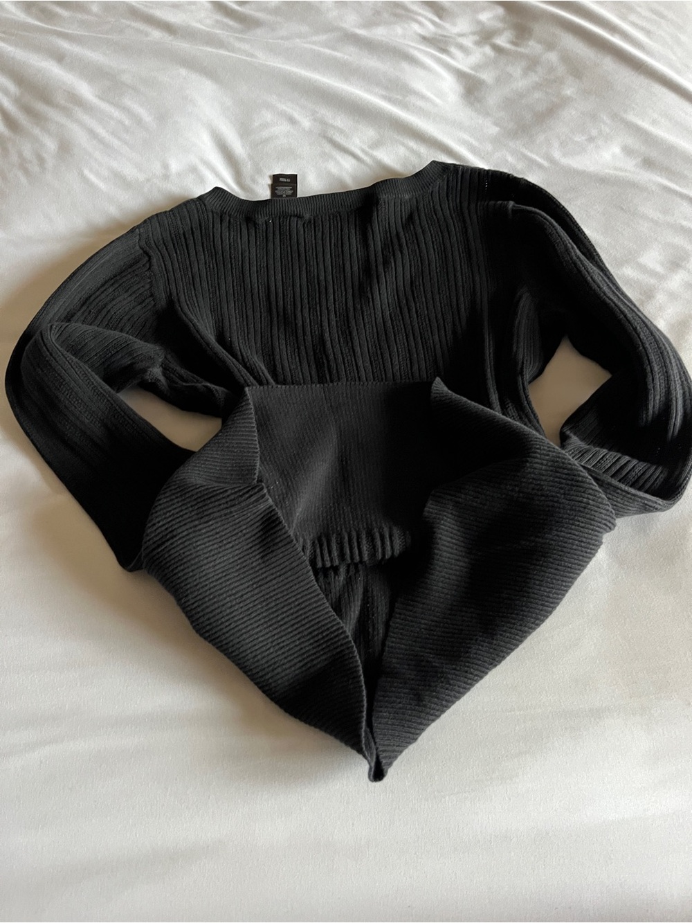 Axcess Black Ribbed Button-Front Long Sleeve Top - Picture 9 of 16
